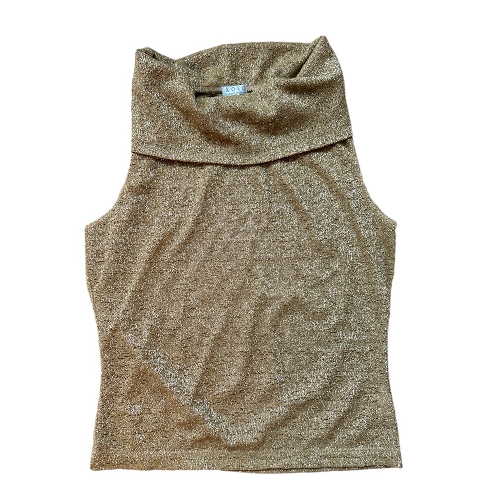 Y2K XOXO Over the shoulder or cowl neck Gold Mesh top Size:M